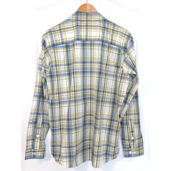 Columbia Men's Long Sleeve Plaid Nylon Button Shirt White Blue Green - Size M - Picture 2 of 12